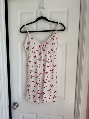 Abercrombie & Fitch White Mini Dress with Red Cherry Print